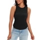 thumbnail image 1 of Camisetas sin mangas de cuello redondo acanaladas para mujer ATHLECHIC, color negro, 1 of 5
