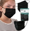 TCP Global Salon World Safety Kids Masks (Sealed Package of 10) - Black - 3 Layer Disposable Protective Children's Face Masks - Adjustable Nose Clip and Ear Loops - 3-Ply Non-Woven Fabric