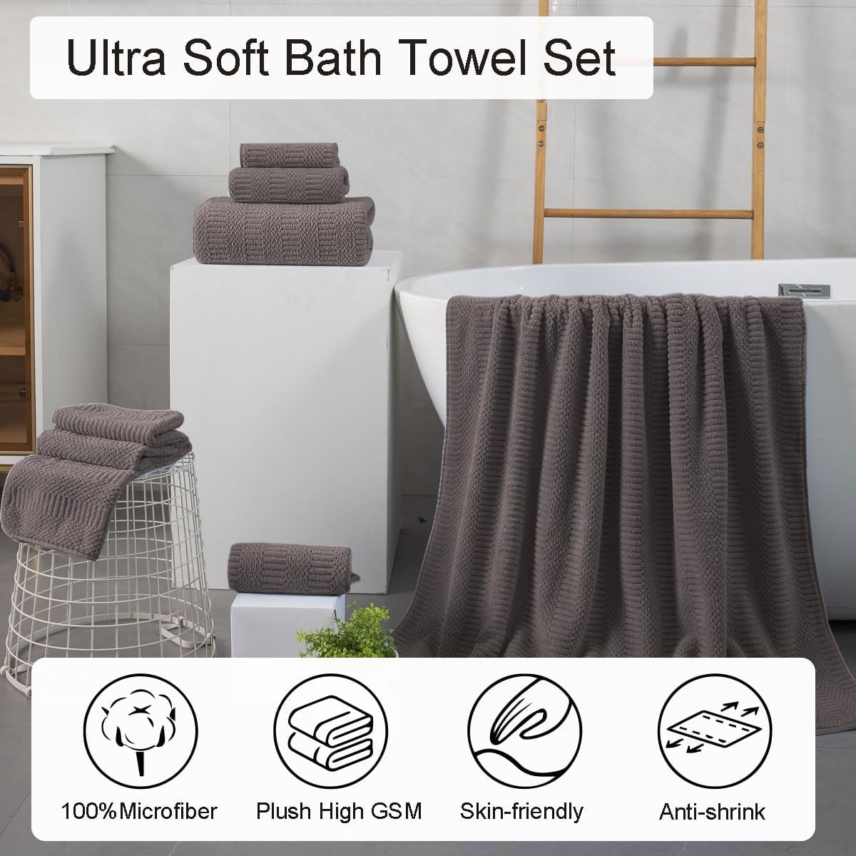 Comfort Realm Ultra Soft 6 Piece Towel Set – 600 GSM – 100 Percent Cotton –  PINK – Item #6382 – H&J Liquidators and Closeouts, Inc