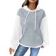 thumbnail image 2 of Ailaofu Women's Hooded Sweatshirt Waffle Long Sleeve Drawstring Knit Color Block Hoodies Pullover, 2 of 5