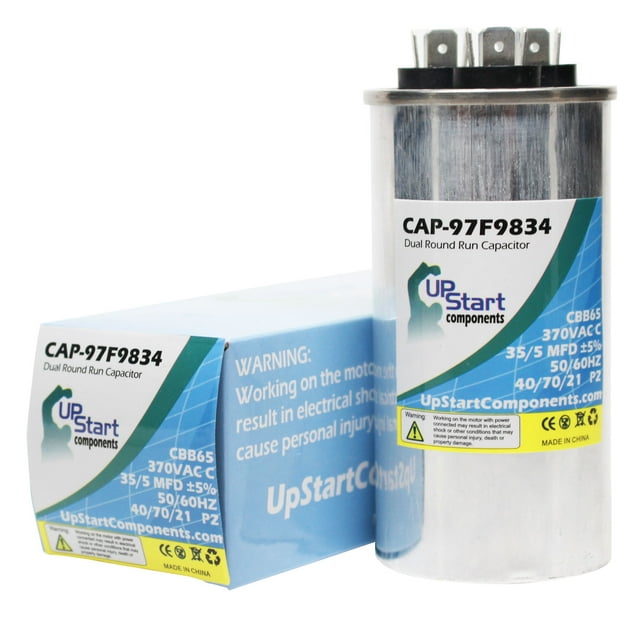 35/5 MFD 370 Volt Dual Round Run Capacitor Replacement for GE 97F9021 - CAP-97F9834, UpStart Components Brand