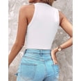 thumbnail image 4 of CHICME Tank Tops for Women Solid Color O-Neck Sleeveless Elastic Slim Fit Basic Vest Casual Womens Top(Without Pads) White-L, 4 of 9
