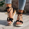 thumbnail image 4 of Dakaela Womens Wedge Sandals Ankle Elastic Strap Platform Espadrilles Non Slip Walking Summer Shoes, 4 of 7
