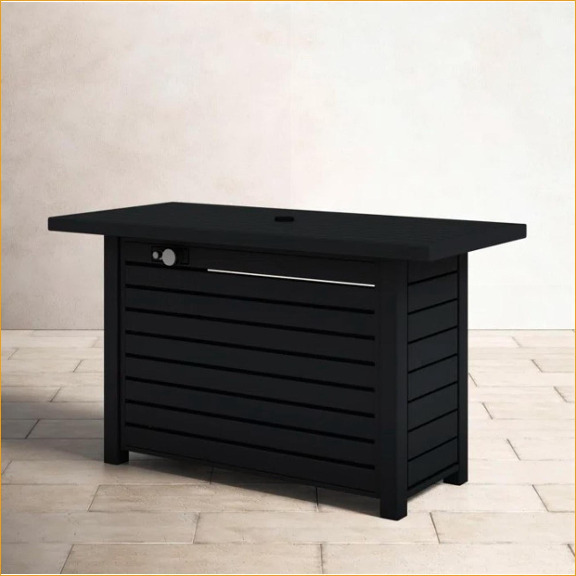 Outdoor Stoves | fogata exterior | 50000 BTU Steel Rectangle Fire Pit Table for Backyard Patio | Black