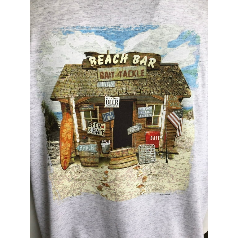 Limited Edition Beach Bar Bait & Tackle Surf Shack Tropical Tee Shirt 