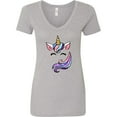 thumbnail image 3 of Inktastic Cute Colorful Galaxy Unicorn Women's V-Neck T-Shirt, 3 of 5