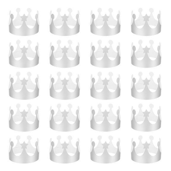 Uxcell 24 Pcs Paper Crowns Silver Foil Crown for Birthday,Star Dots Style