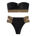 thumbnail image 1 of Traje de baño de bikini bandeau sin tirantes con abertura y anillo en O para mujer, 1 of 6