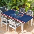 thumbnail image 2 of Independence Day Table Cloths for 4 Foot Rectangle Tables, Blue Truck Star Usa Flag Red White Plaid Patio Waterproof Elastic Fitted Tablecloths, Washable Rectangular Table Cover for Camping, 2 of 8