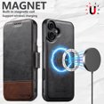 thumbnail image 5 of ELEHOLD Case for iPhone 16 Plus, Magnetic Leather Wallet Phone Case with Stand,Black, 5 of 6