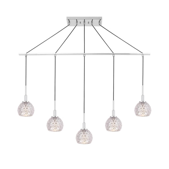 Woodbridge Lighting Elise 5-Light Mercury Glass Linear Pendant in Chrome