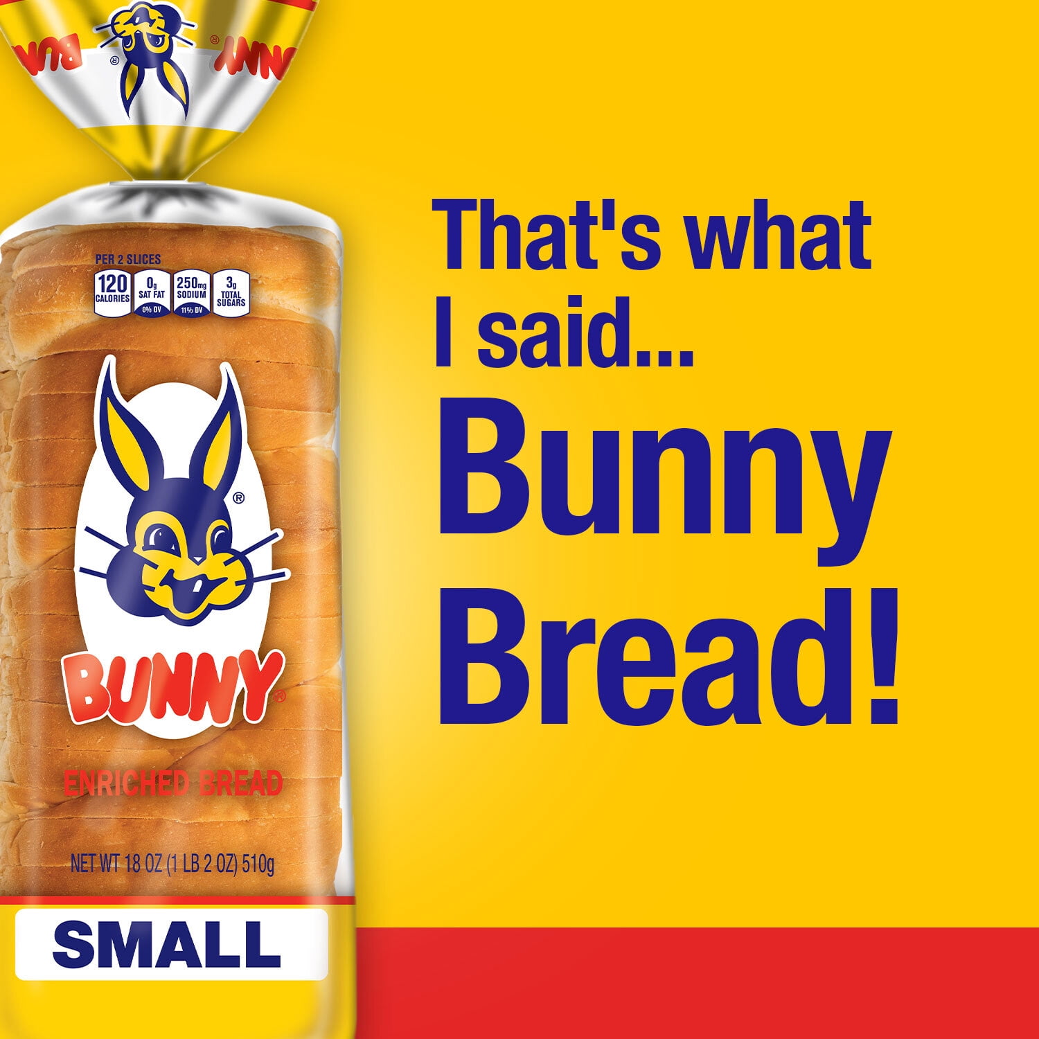 Bunny Bread Small, Enriched Soft Sliced White Bread, 18 oz, Shelf-Stable