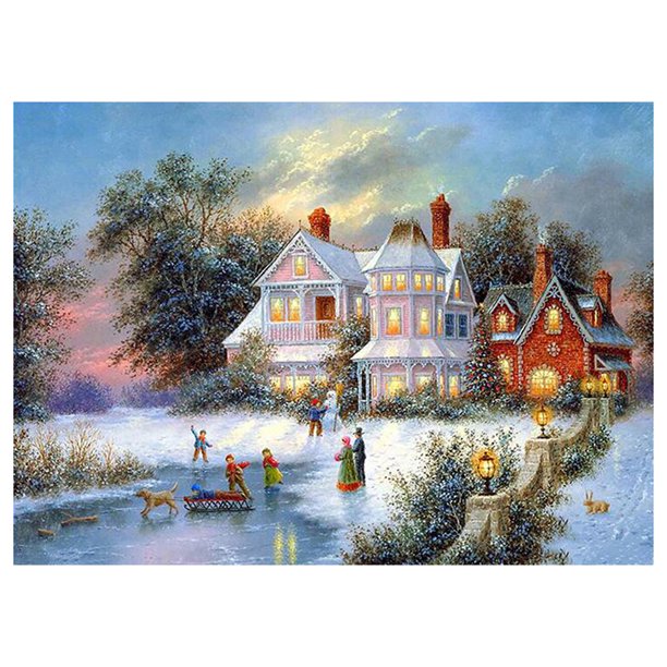 Taladro diamante pintura (DE2538) jugar en la nieve DIY bordado completo punto de cruz mosaico 20X30cm FLhrweasw Nuevo