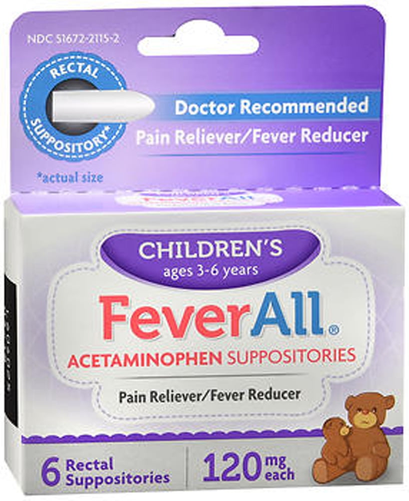 FeverAll Children's 120 mg Rectal Suppositories 6 Each