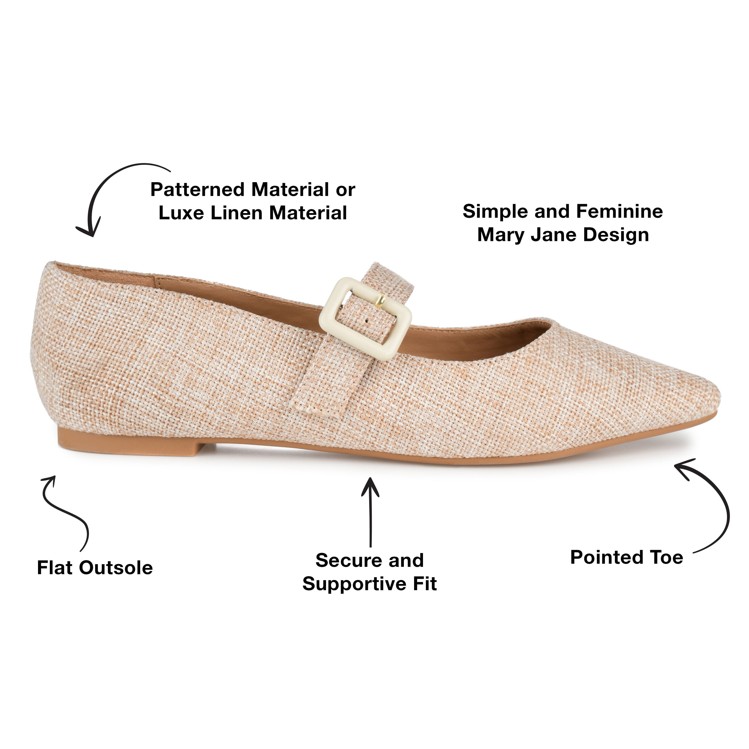 Journee Womens Karissa Buckle Pointed Toe Mary Jane Dress Flats