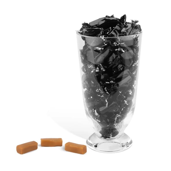 Black Foil Individually Wrapped Caramels - 1lb Custom Box