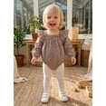 thumbnail image 5 of RUINIXCW Newborn Baby Girl Spring Fall Winter Outfit Plaid Gingham Bubble Romper Infant Girl Clothes Long Sleeve Square Neck Sweet Bodysuit Playsuit, 5 of 10