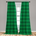 thumbnail image 4 of Ambesonne Retro Curtains, Rustic Plaid Cottagecore Art, Pair of 28"x63", Forest Green Dark Grey, 4 of 4