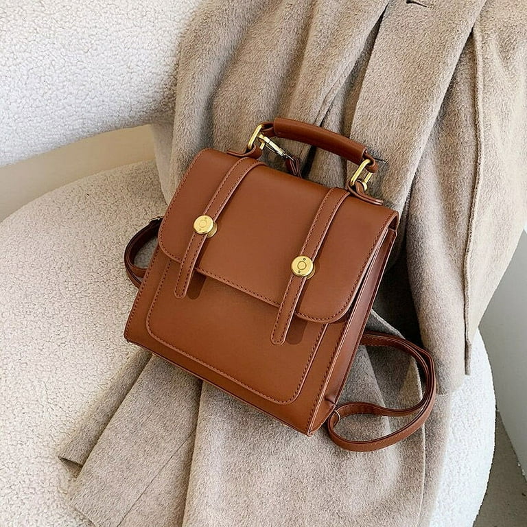 CoCopeaunts Vintage Womens Pu Leather Backpack Small Korean Style School Girl Backpack Fashion Designer Female Square Shopper Bag Walmart