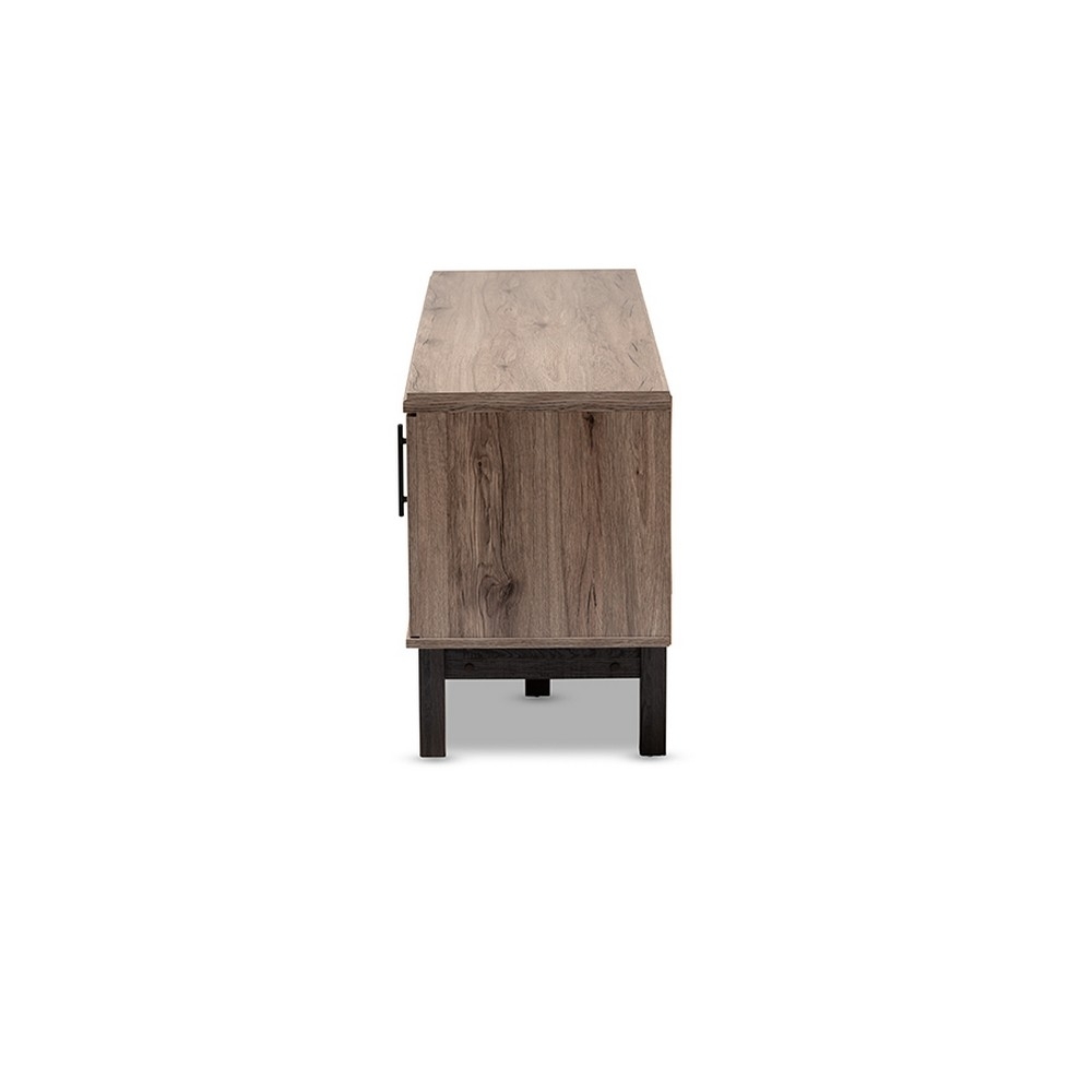 Baxton Studio Arend Modern and Contemporary Two-Tone Oak and Ebony Wood 2-Door TV Stand - image 4 of 5