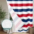 thumbnail image 6 of Red Blue Striped Shower Curtain - Water Repellent Fabric Shower Curtains Washable, Modern Minimalist Coastal Nautical Stripe Decorative Polyester Cloth Bathroom Curtains Modern Bath Decor 36"x72", 6 of 8