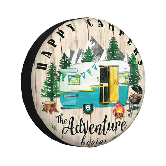 Happy Campers Tire Cover Wheel Protectors Tyre Covers Weatherproof Wheel Covers Universal Fit For Trailer Rv Truck Suv Camper Travel Trailers All Vehicles