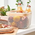 thumbnail image 5 of Panier de Rangement Élégant, Design en Maille Métallique avec Poignée en Bois pour une Utilisation Durable et Robuste dans la Décoration de la Maison et la Récolte de Jardin, Parfait pour les Pique-Niques et Plus (25 x 25 x 18 cm), 5 of 5