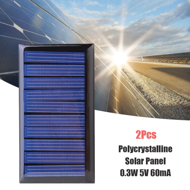 0.3W 5V 60mA Panel solar Panel de celda policristalina para batería de 3.6V (2 piezas)