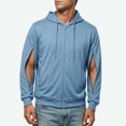 thumbnail image 6 of TSHXS Zip Up Hoodie for Men Long Sleeve Hooded Sweatshirt with Side Zipper Cutout Outerwear, 6 of 9