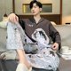 thumbnail image 2 of Pijama de manga larga para hombre, conjunto de ropa de dormir de algodón con estampado japonés, cárdigan de fiesta, otoño, 2 of 4
