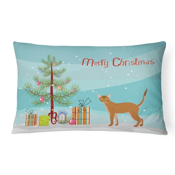 Carolines Treasures CK4545PW1216 Red Abyssinian Cat Merry Christmas Canvas Fabric Decorative Pillow, 12H x16W,