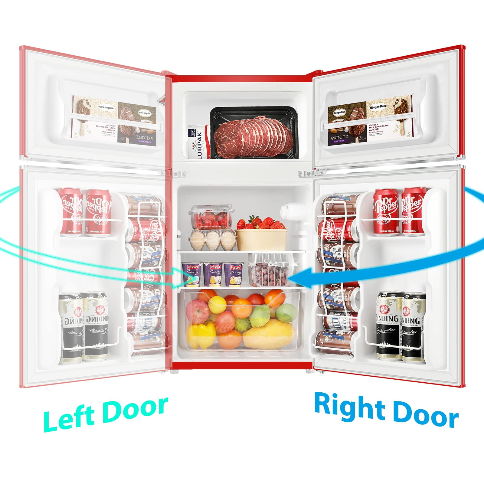 BANGSON Mini Fridge with Freezer, 2 Door Small Refrigerator with Freezer,  Mini Freezer Fridge Combo, 3.2 CU.FT, For Home, Office, Dorm, Garage or RV