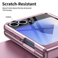 thumbnail image 6 of ELEHOLD for Samsung Galaxy Z Flip 5 Case, Slim Plating PC Transparent Hinge Protection Crystal Clear Case with Integrated Screen Protector for for Samsung Galaxy Z Flip 5,Pink, 6 of 7