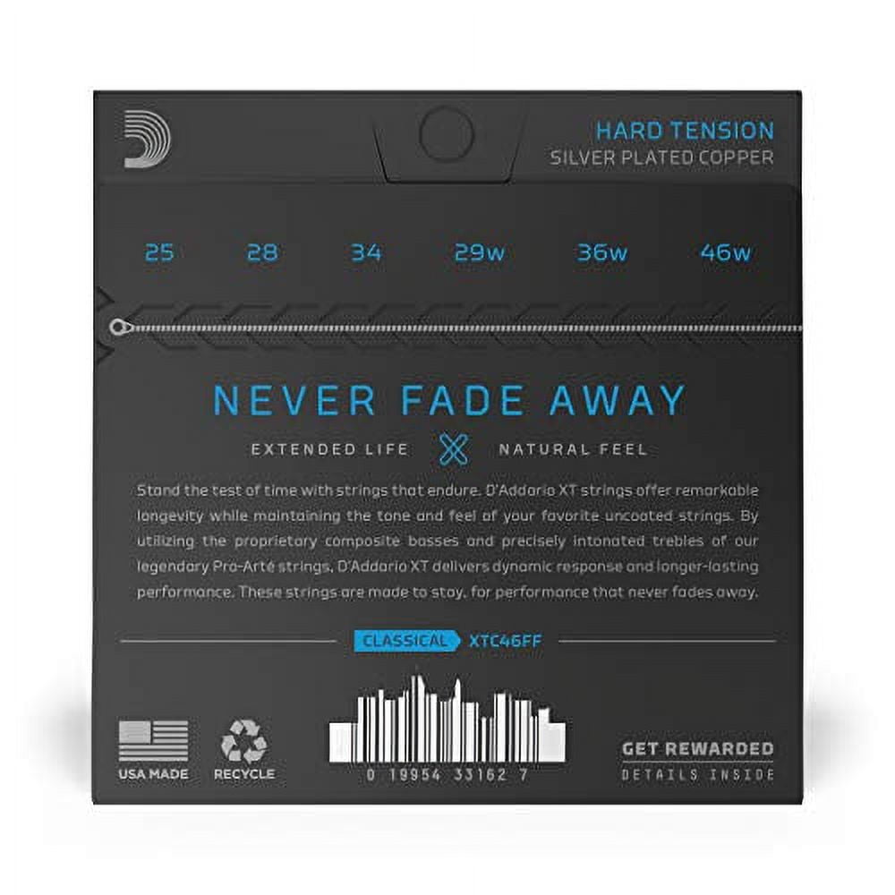D'Addario XTC46FF XT Classical Guitar Strings Dynacore Carbon, Hard Tension