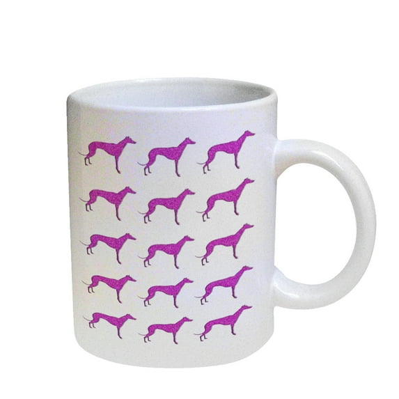 KuzmarK Coffee Cup Mug Pearl Iridescent White - Greyhound Pink