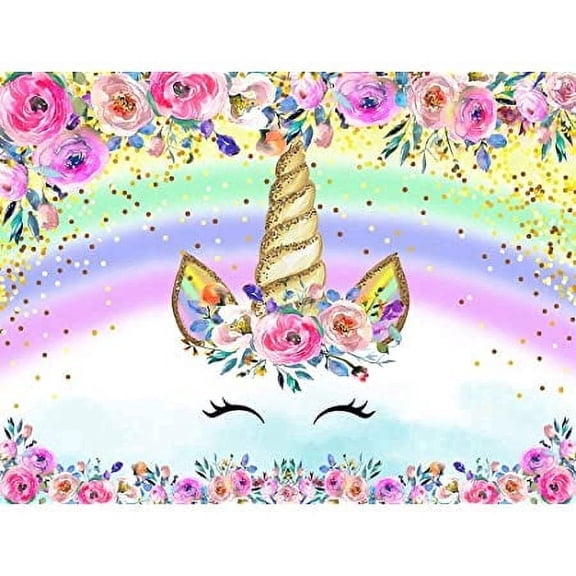 Rainbow Unicorn Edible Image Icing Cake Topper for Quarter Sheet Cake, by Tnct.