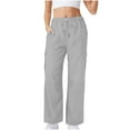 thumbnail image 3 of biudgviw Womens Wide Leg Cargo Pants Elastic High Waist Drawstring Quick Dry Trousers Loose Joggers Lightweight Pants with Pockets, 3 of 6