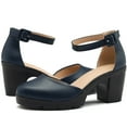 thumbnail image 5 of DADAWEN Women's Ankle Strap Platform Dress Wedding Shoes with Chunky Mid Heels and Closed Toe, 5 of 7