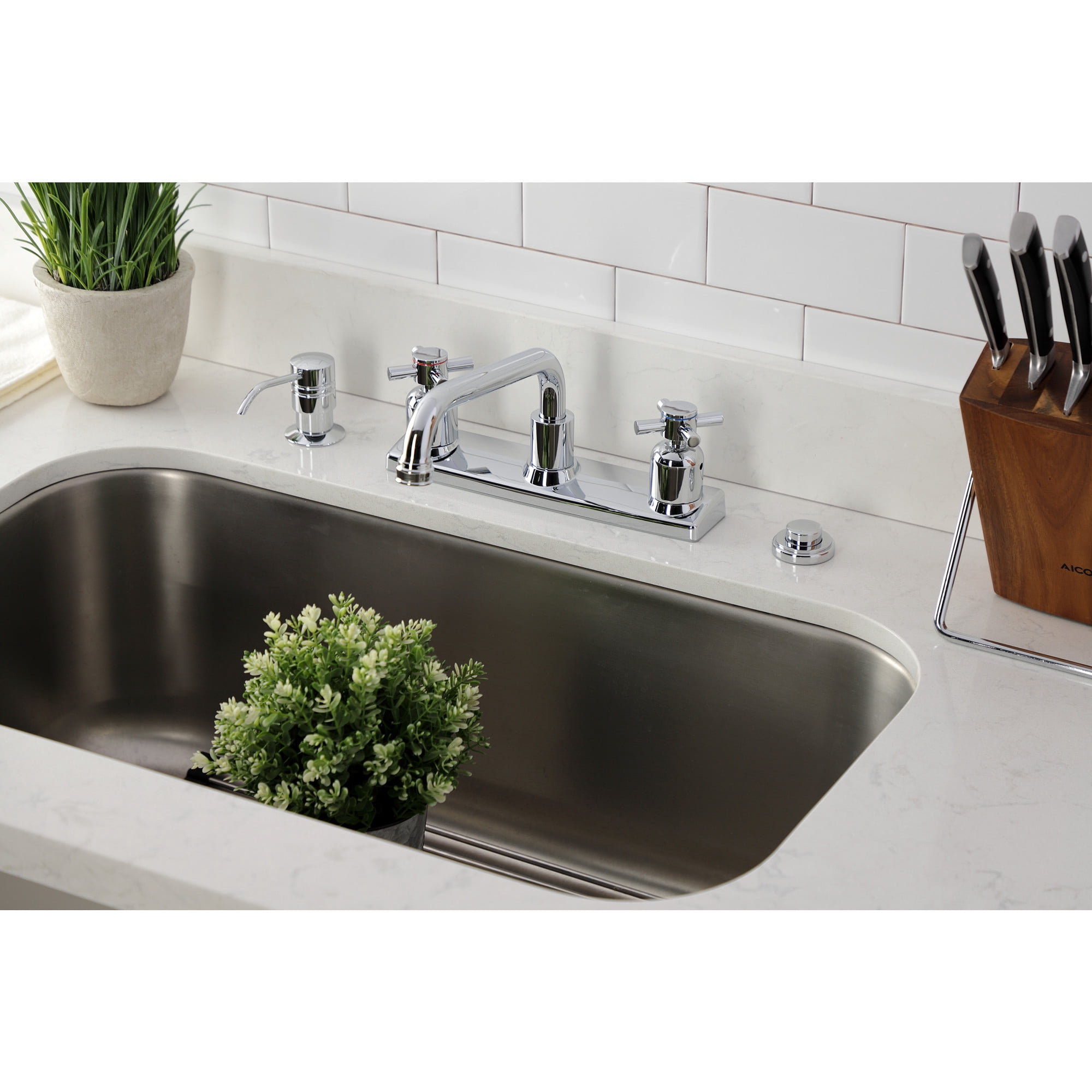 Kingston FB2131DX Concord Two-Handle 2-Hole 8" Centerset Kitchen Faucet in Polished Chrome