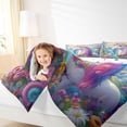 thumbnail image 3 of Metsweet Magical Floral Unicorn Twin Comforter Sets 2pcs, Kawaii Rainbow Rabbit Bedding Set,1 Comforter and 1 Pillowcase, 3 of 6