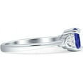 thumbnail image 5 of Three Stone Heart Promise Ring Blue Sapphire Cubic Zirconia White Tone 925 Sterling Silver, Size 9, 5 of 7