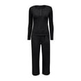 thumbnail image 4 of ManxiVoo Women Pajama Set Long Sleeve Mock Neck Top and Wide Leg Pants Loose Fit Casual Outfit XL Size Black, 4 of 4