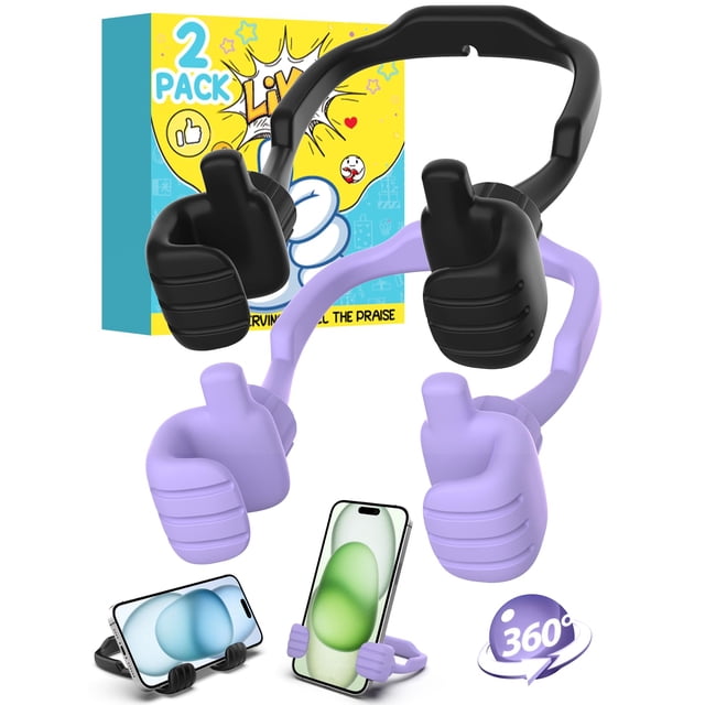 Soporte para teléfono CALDEVER con el pulgar hacia arriba, rotación de 360°, paquete de 2