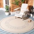 thumbnail image 2 of Safavieh Courtyard Elija Botanical Indoor/Outdoor Area Rug, Natural/Blue, 5'3" x 5'3" Round, 2 of 7