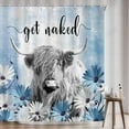 thumbnail image 4 of Western Cow Shower Curtain, Blue Daisy Floral Flowers and Butterfly on Country Wooden Shower Curtain for Bathroom, Funny Farmhouse Grey Highland Cow Bathroom Accessories, 4 of 6