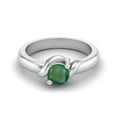 thumbnail image 1 of 5MM Round Shape Genuine Green Emerald 925 Sterling Silver Women Promise Ring, 1 of 3