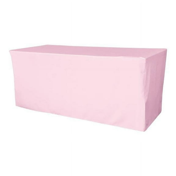 LA Linen TCpop-fit-72x24x30-PinkLgtP37 2.1 lbs Polyester Poplin Fitted Tablecloth, Light Pink