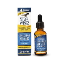 Natural Path Silver Wings Colloidal Silver Liquid - Enhanced Immune Support Supplement - High Strength, - 250ppm (1250mcg) - 1oz Dropper