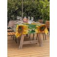 thumbnail image 3 of Outdoor Tablecloth with Umbrella Hole for Patio/Picnic/Party/Camping, Yellow Sunflowers Waterproof Table Cloth Rectangle Table Cover Washable, Farmhouse Floral Rustic Leaves Brown Wood (52"x 70"), 3 of 8