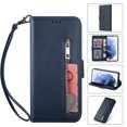 thumbnail image 1 of for Samsung S22 Case Wallet, Galaxy S22 Card Pocket Case Premium Magnetic Flip Cover, PU Leather Kickstand Wrist Strap Zipper Card Holder Case for Samsung Galaxy S22, Blue, 1 of 6